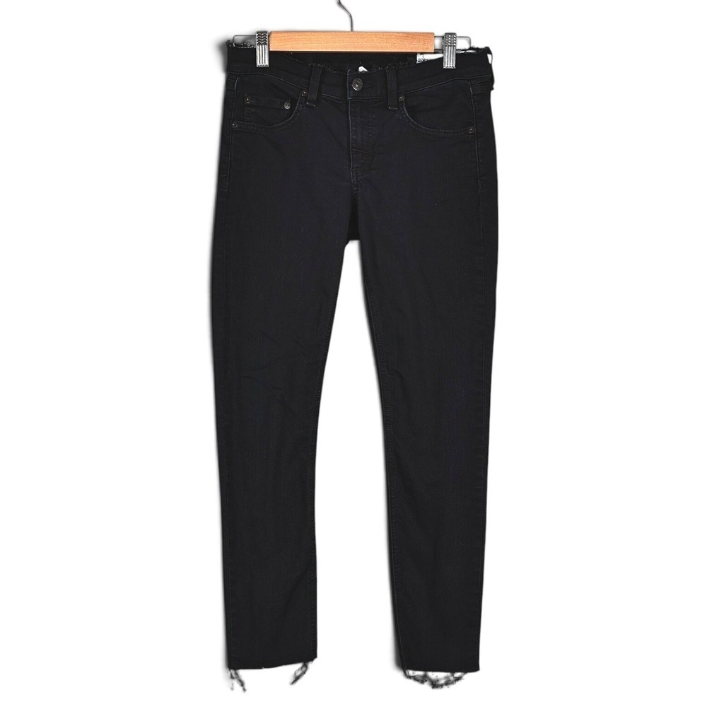 Rag & Bone Skinny Crop Jean Liberty Wash Black Size 26 Stretch Capri Denim